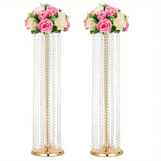 Metal Crystal Flower Stand Vases For Elegant Wedding Centerpieces
