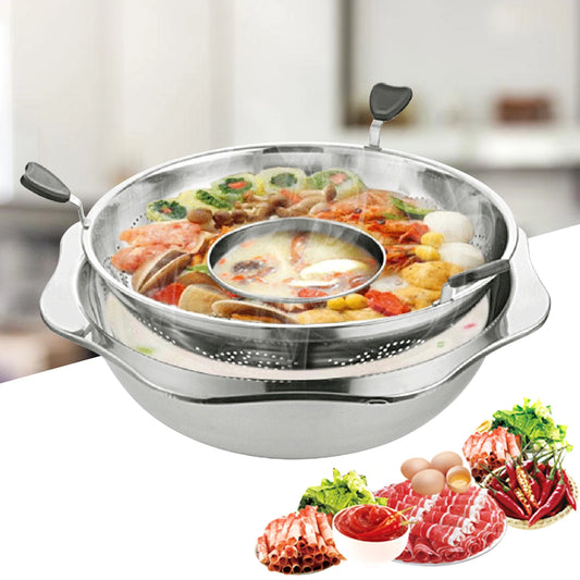Stainless Steel Double Ear Soup Pot Twin Divided Induction Pot