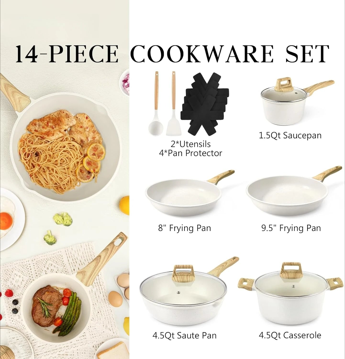 Granite Nonstick Pots And Pans Set Induction Cookware 14