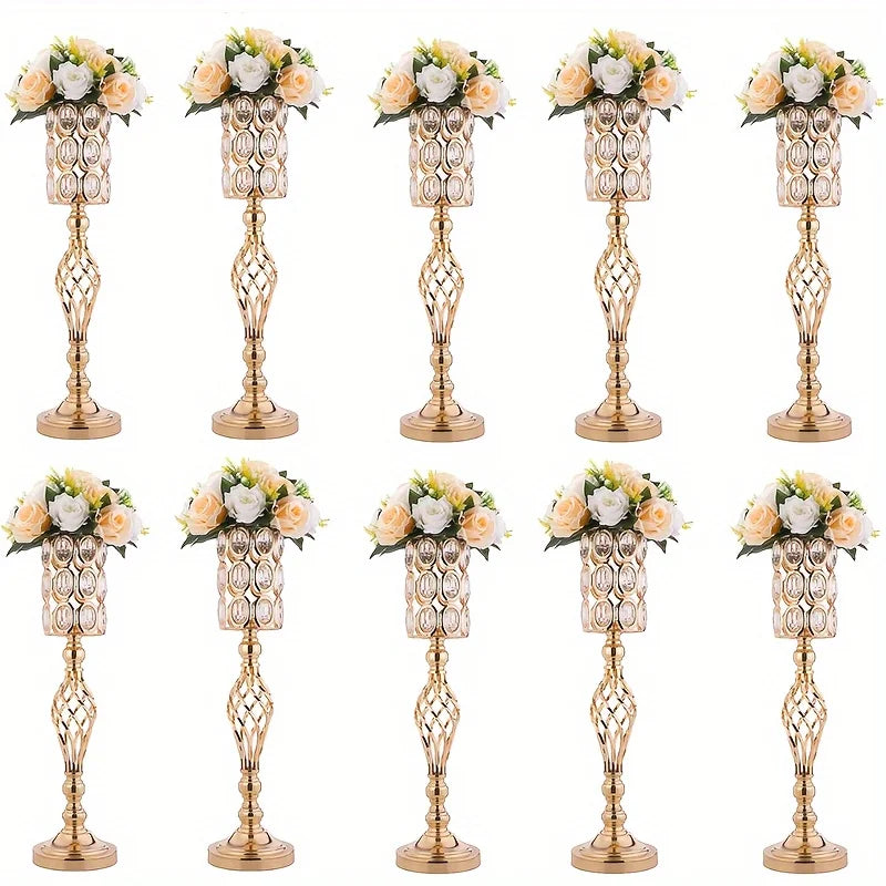 Metal Diamond Crystal Vase With Flower Stand Wedding Centerpiece