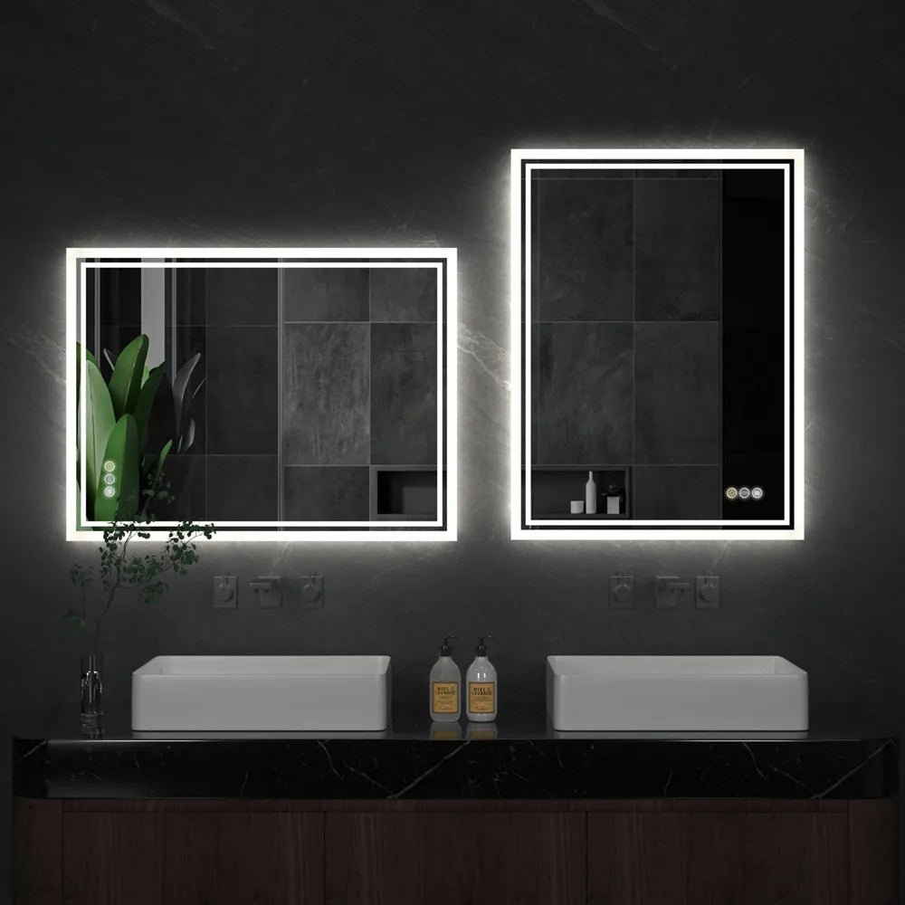 LUVODI Illuminate LED Backlit Frameless Bathroom Mirror With Dimmable Defog Ideal For Shaving