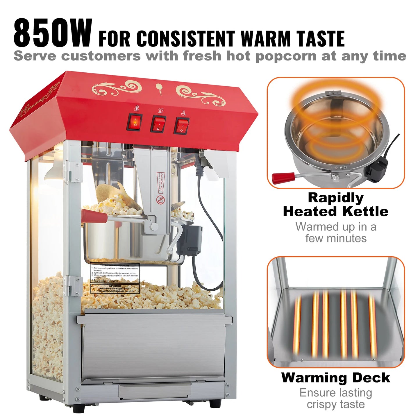 SucceBuy Electric Popcorn Maker Commercial Popper Machine