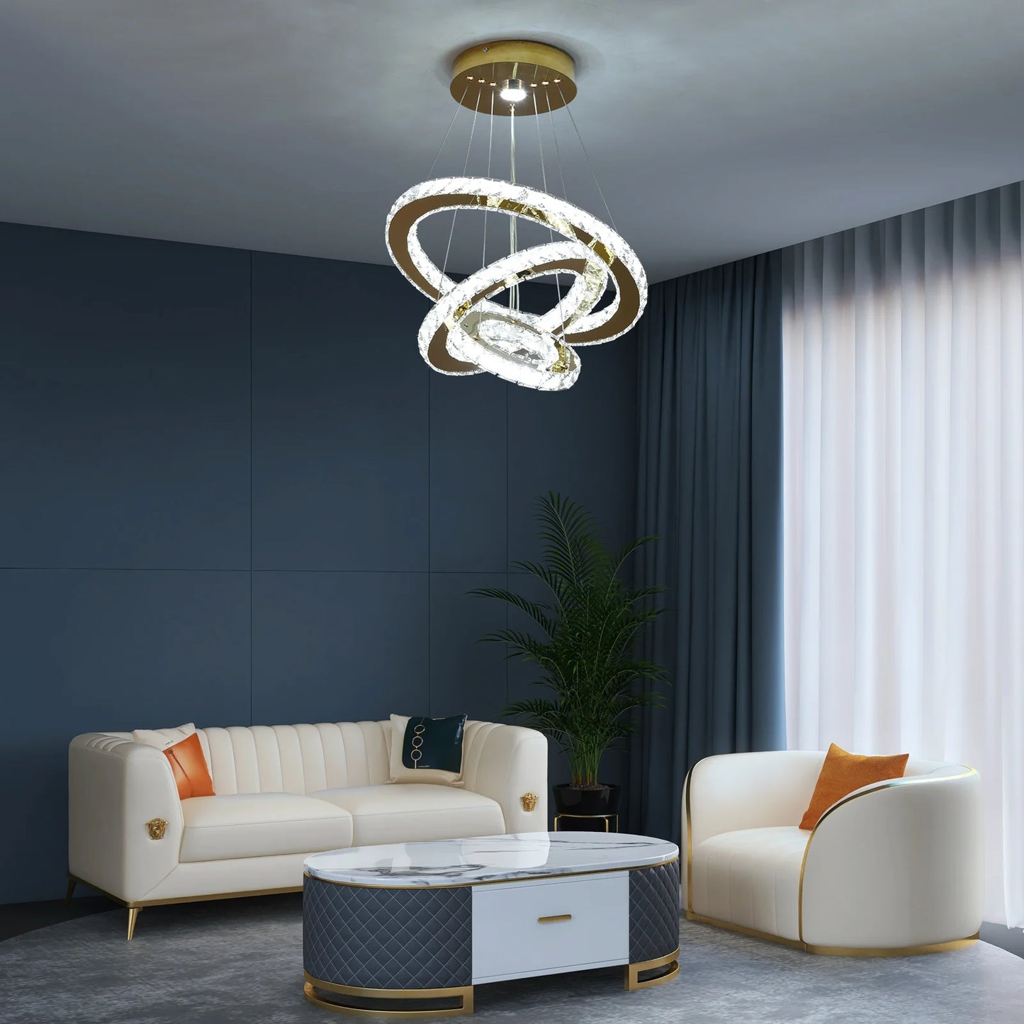 VETRULUS Crystal Chandelier Pendant Ceiling Light For Living Room