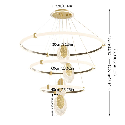 Vrygle LUVODI 3 Layer LED Ceiling Light Chandelier