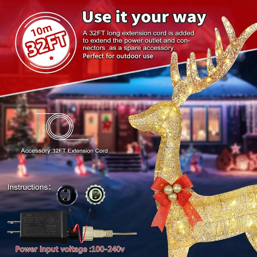 Hignconcerned Lighted Christmas Deer 3 Piece Set With LED Lights