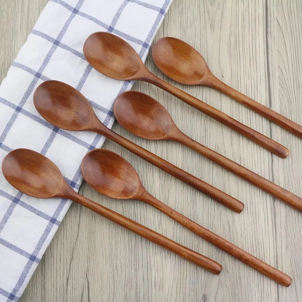 DUTRIEUX Eco-Friendly Wooden Spoons Set Of 6 Long Handles