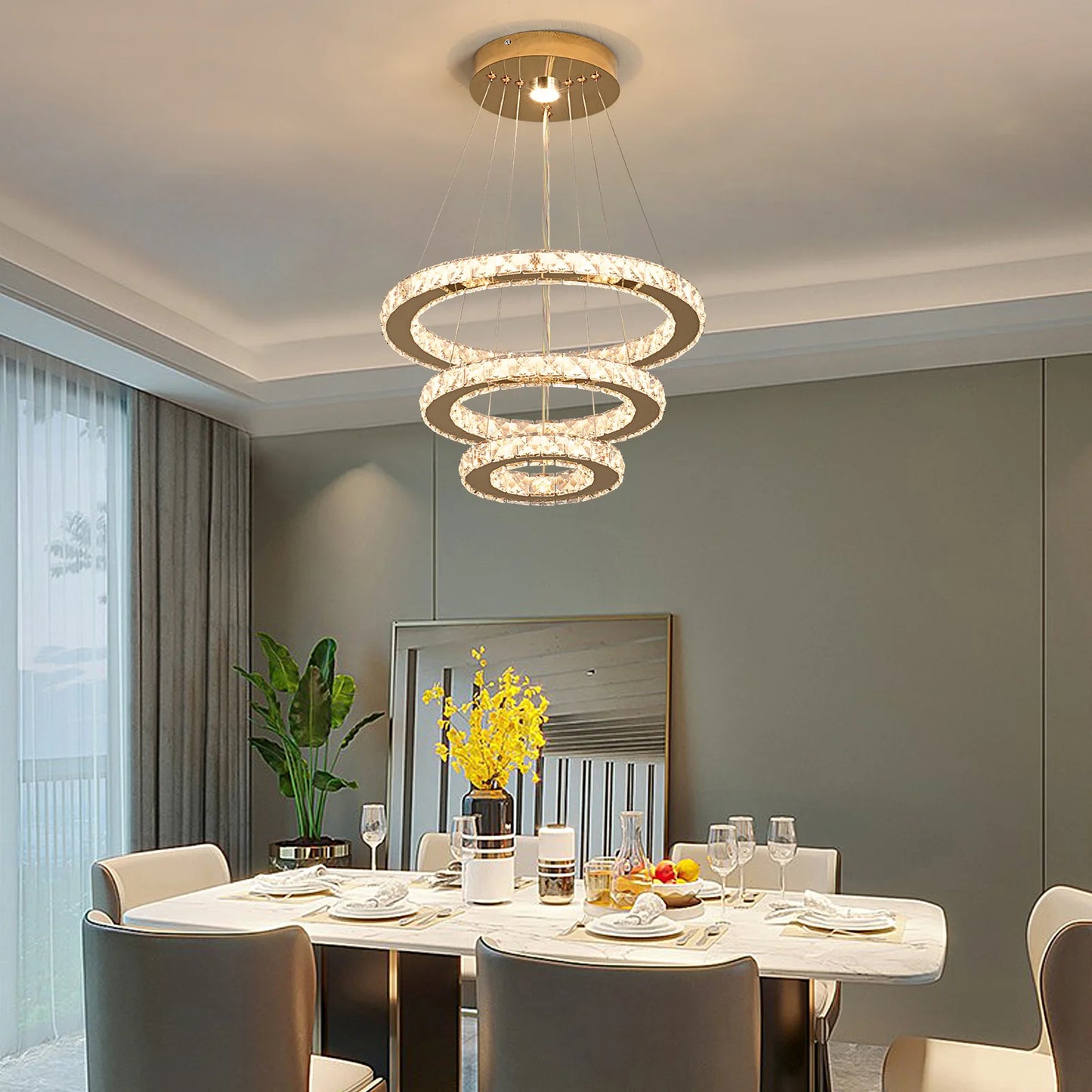 VETRULUS Crystal Chandelier Pendant Ceiling Light For Living Room
