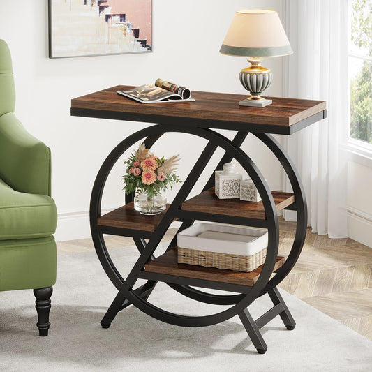 Tribesigns End Table With 3 Shelves Industrial Narrow Sofa Table