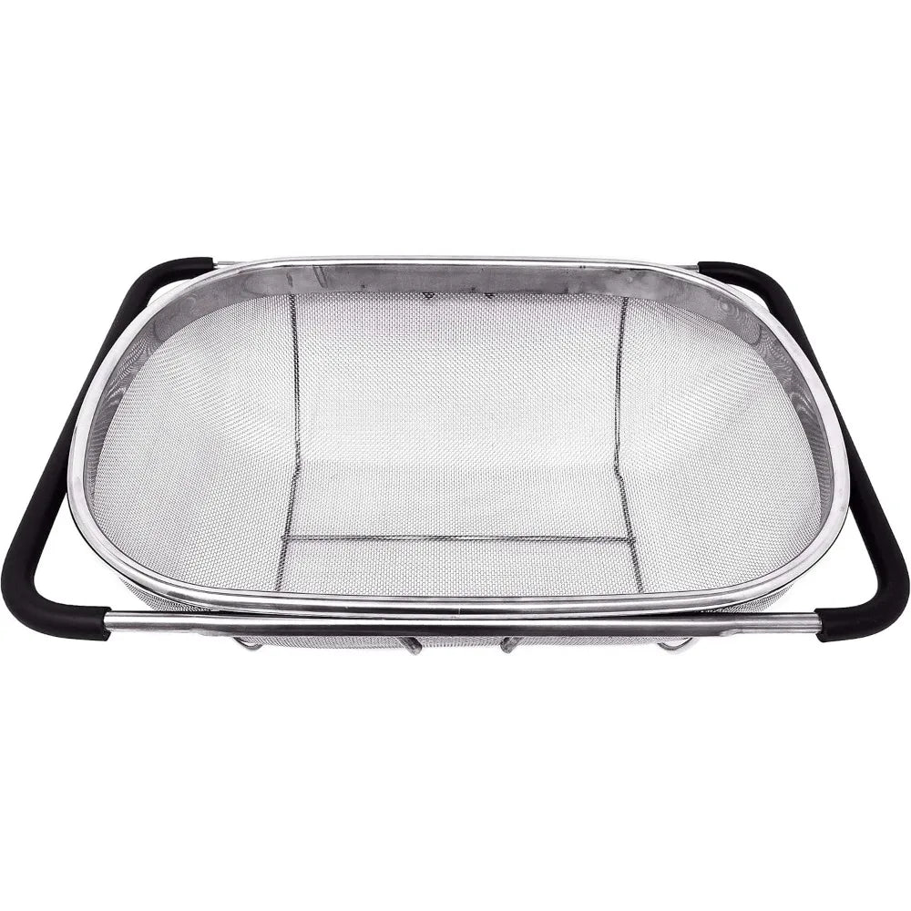 Over Sink Colander Basket Stainless Steel With Rubber Handle