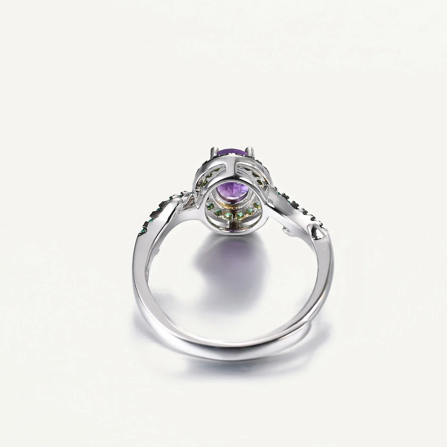 GEMS BALLET Amethyst Ring 925 Silver Luxury Wedding Jewelry
