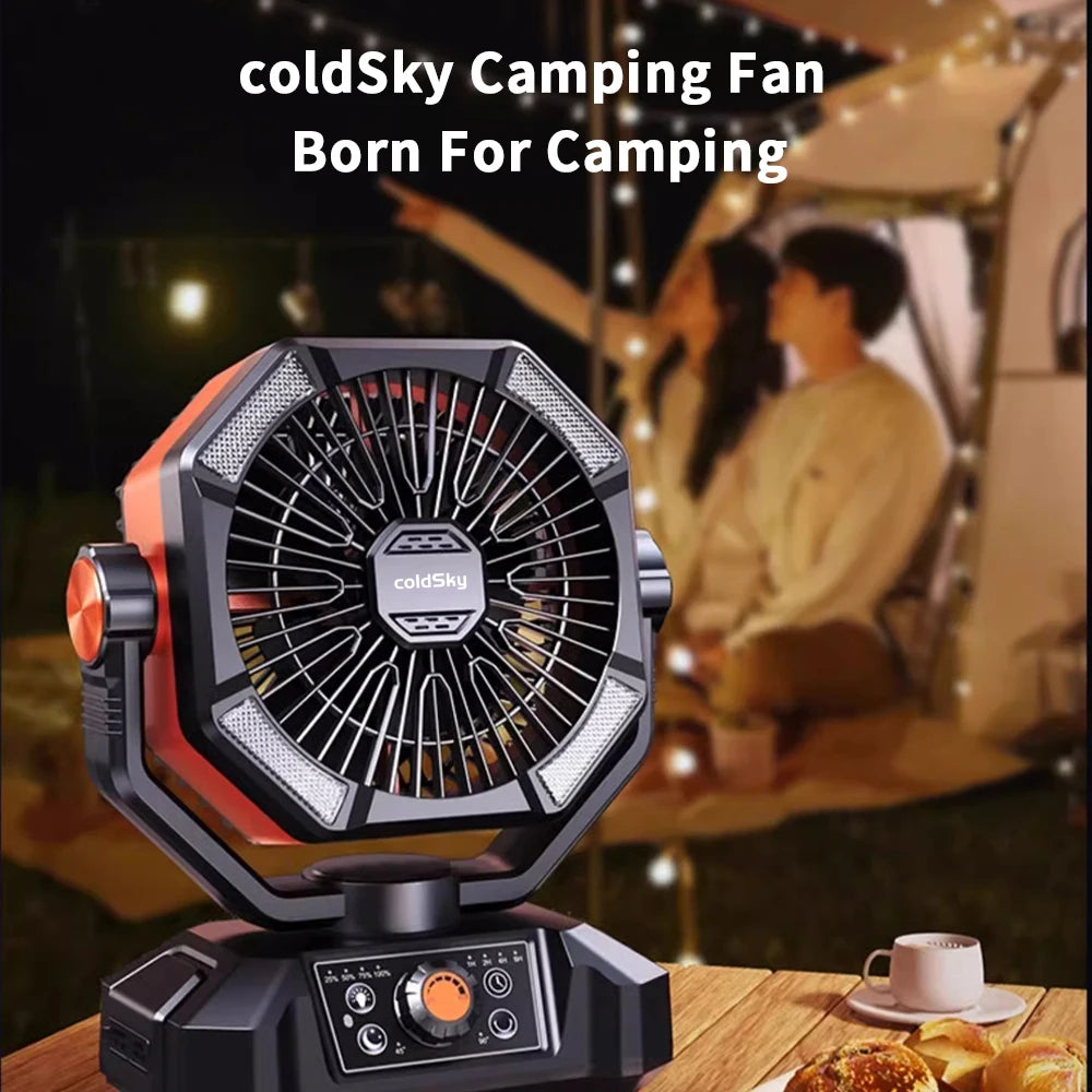 Electric Camping Fan With LED Lantern And 20000mAh Battery