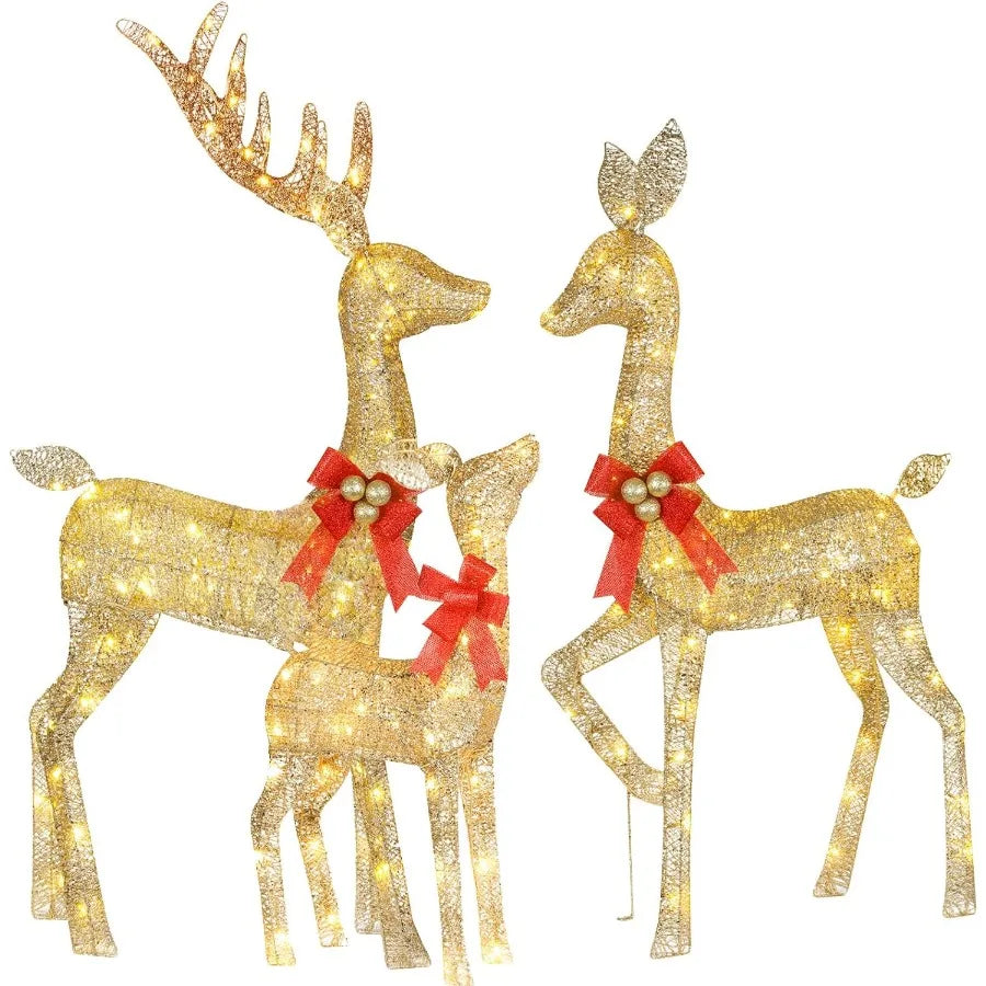Hignconcerned Lighted Christmas Deer 3 Piece Set With LED Lights