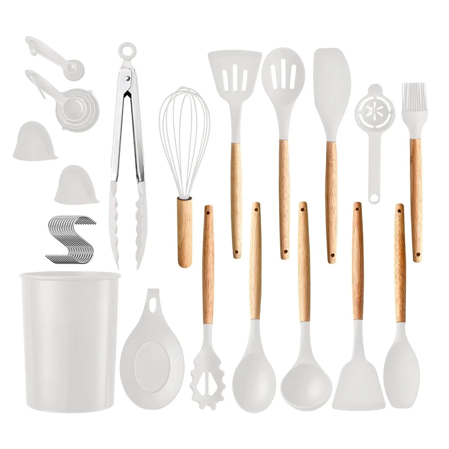 35Pcs Kitchen Utensil Set With Holder Spatulas Egg Whisk