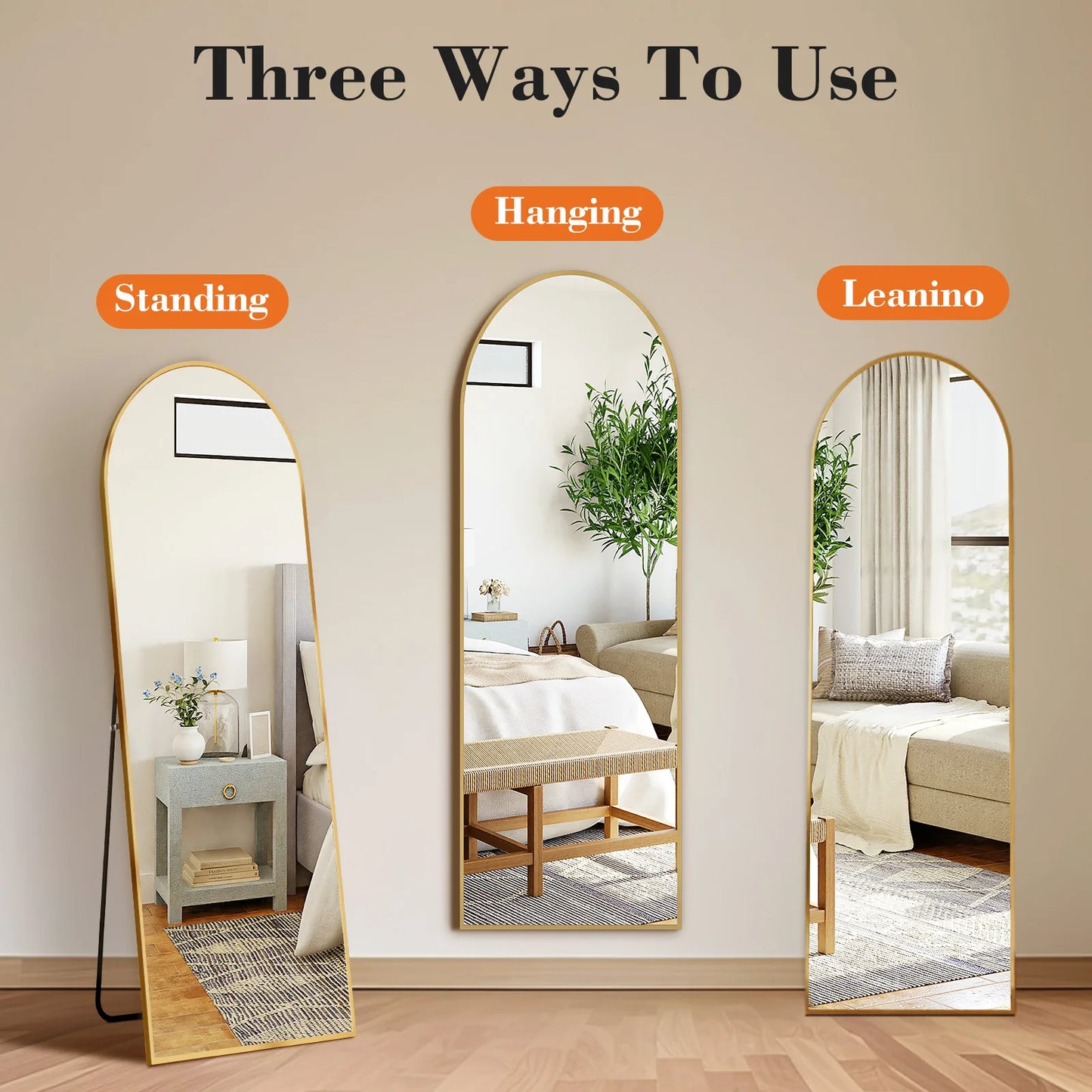 JHK Full Body Wall Mirror Aluminum Frame For Bathroom Bedroom