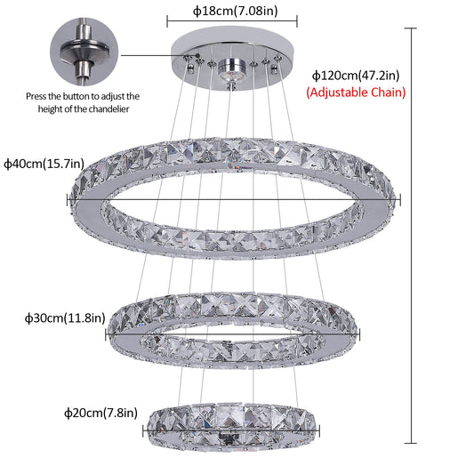 VETRULUS Crystal Chandelier Pendant Ceiling Light For Living Room