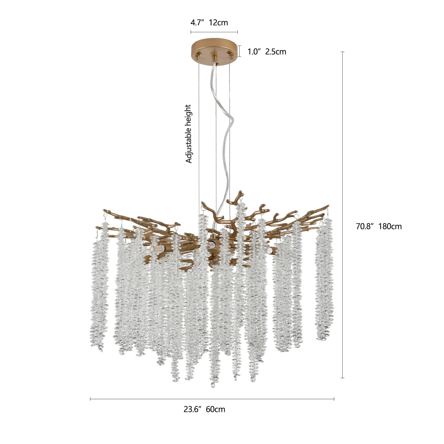ARLGSITE Modern Pendant Light With Cascading Crystal Strands