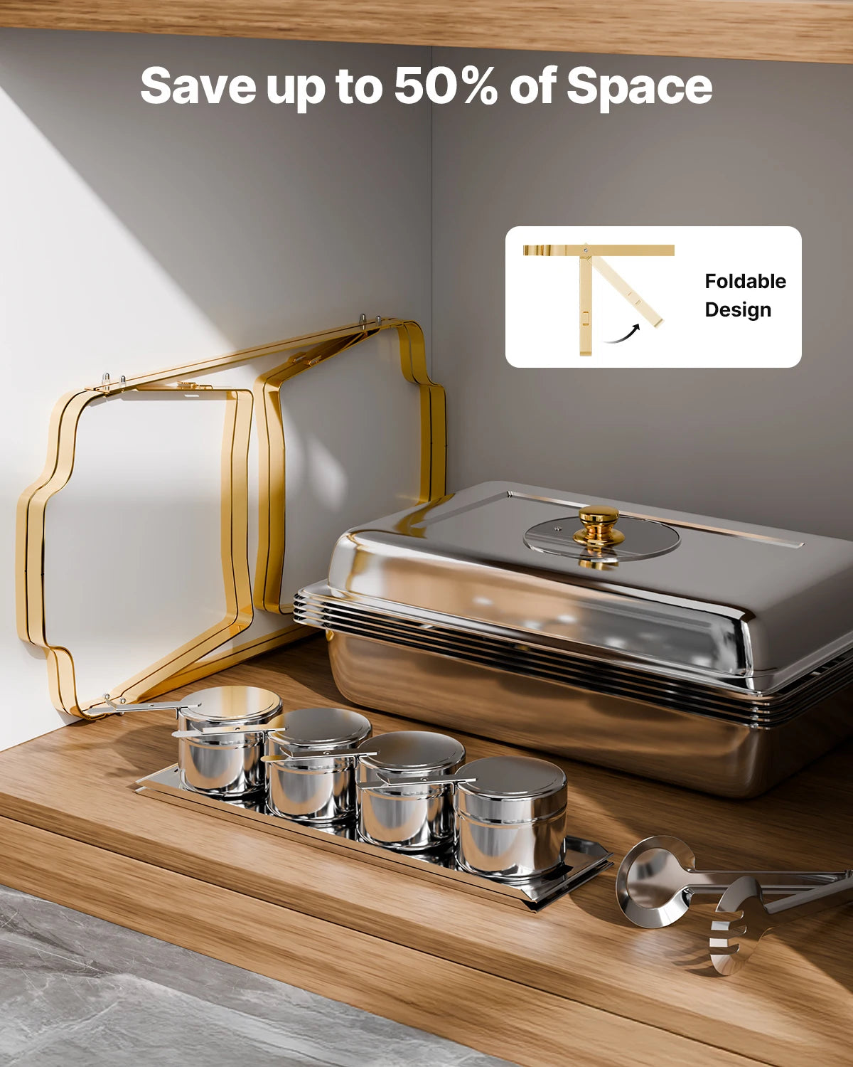 SucceBuy Stainless Steel Chafing Dish Buffet Set With Pans