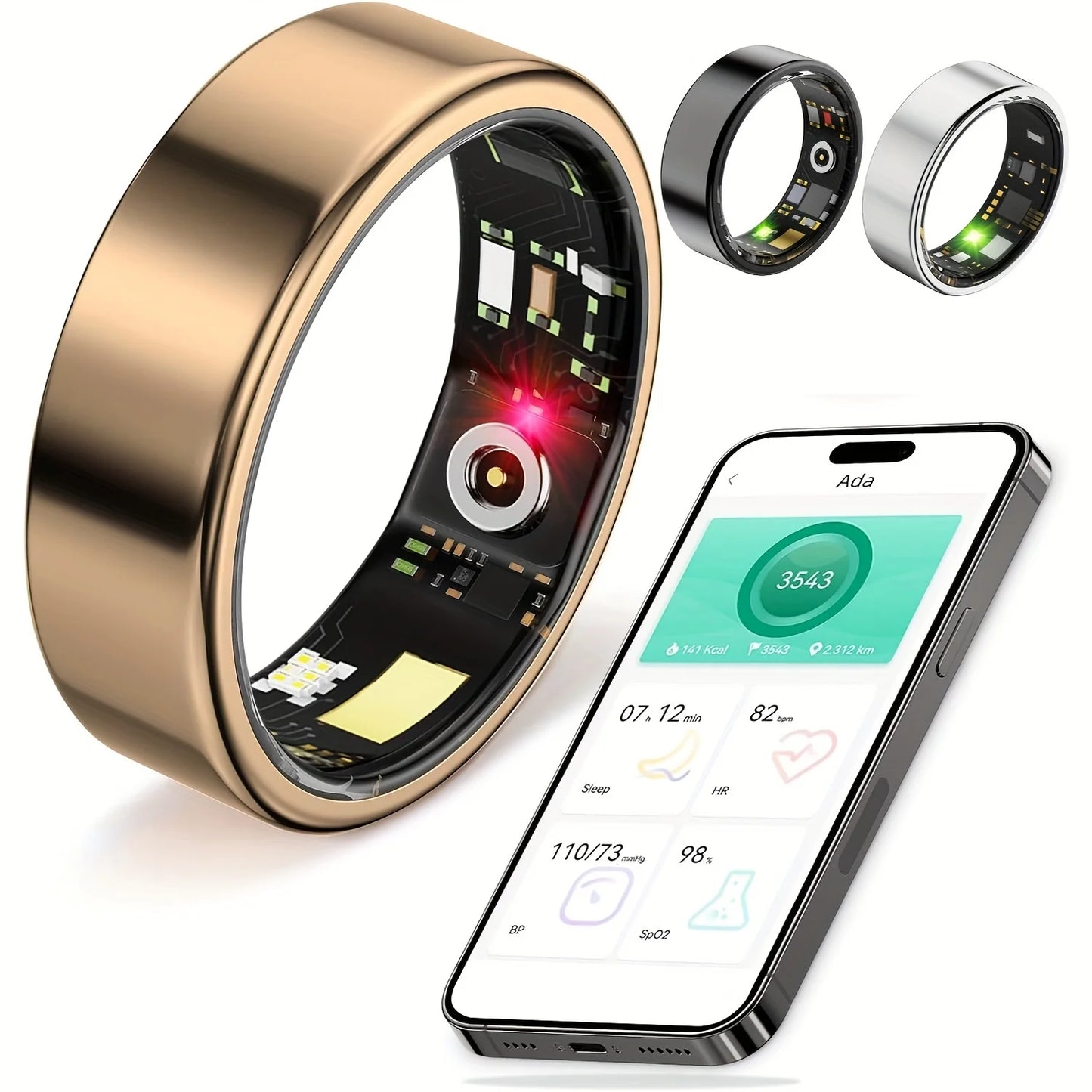 Odelettevcy Smart Ring Sleep Tracking Works IPhone Android