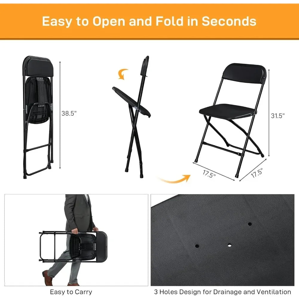 Angduo Folding Chairs Plastic Stackable Indoor Outdoor For Events