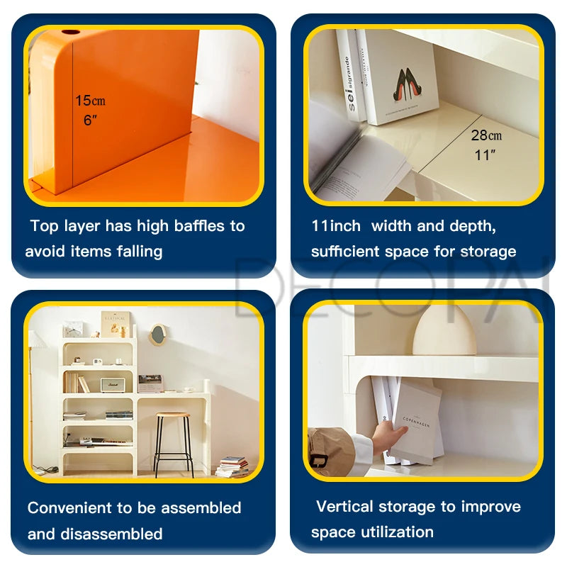 DECOPAI Nordic Modern Multi Function Storage Bookshelf and Side Table