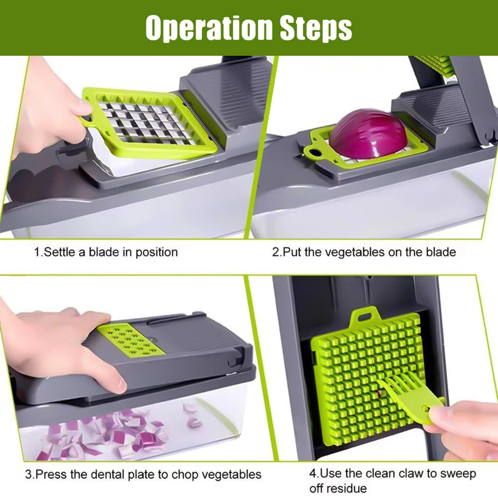 14 In 1 Multifunction Vegetable Onion Chopper Slicer Gadget