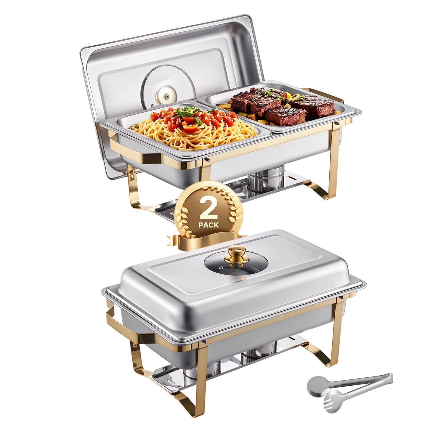 SucceBuy Stainless Steel Chafing Dish Buffet Set With Pans