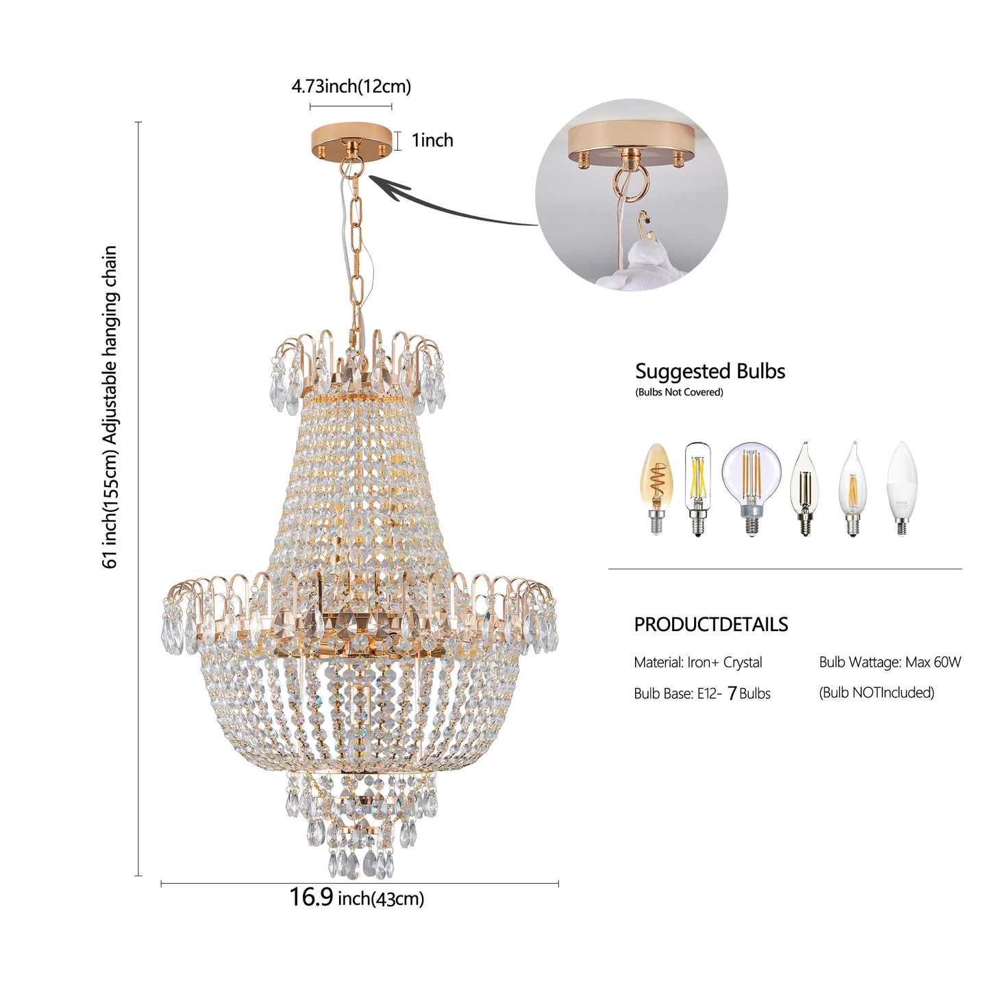 ARLGSITE Luxury Crystal Chandelier Pendant Light With K9 Crystals