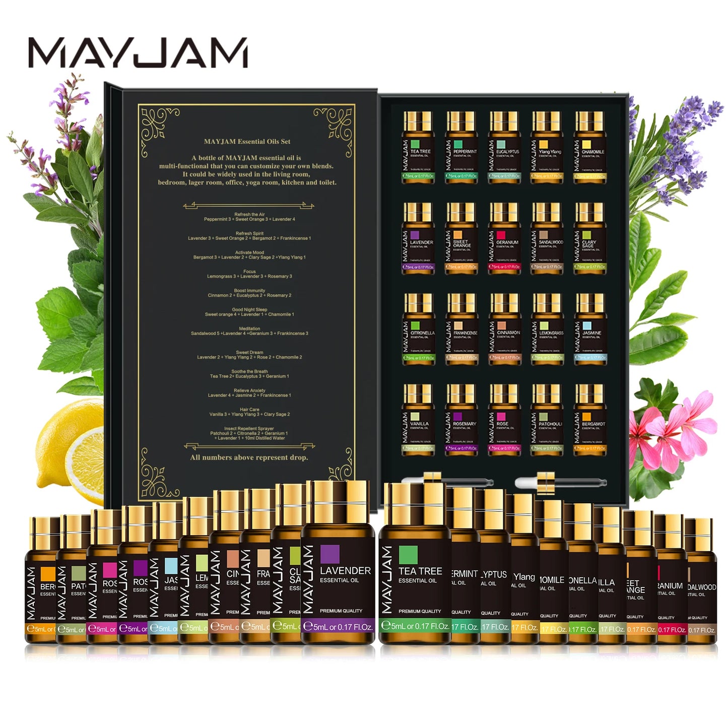 MAYJAM 20 Bottles Essential Oils Kit Set Lavender Jasmine