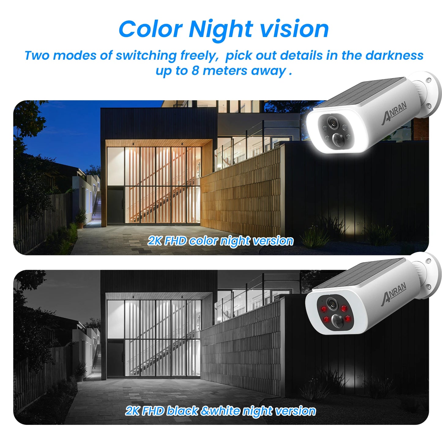 ANRAN Outdoor Wireless WiFi Camera 3MP Solar Floodlight