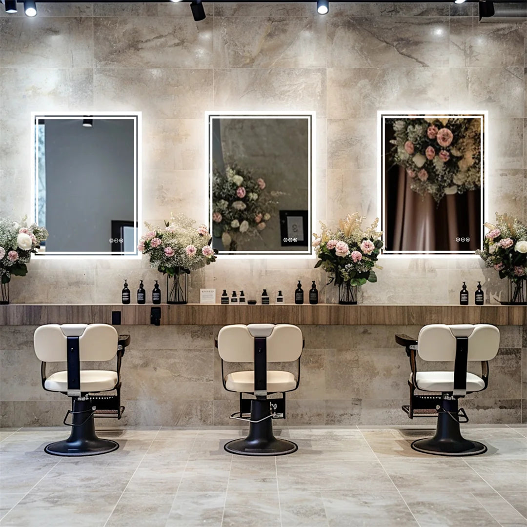 LUVODI Illuminate LED Backlit Frameless Bathroom Mirror With Dimmable Defog Ideal For Shaving