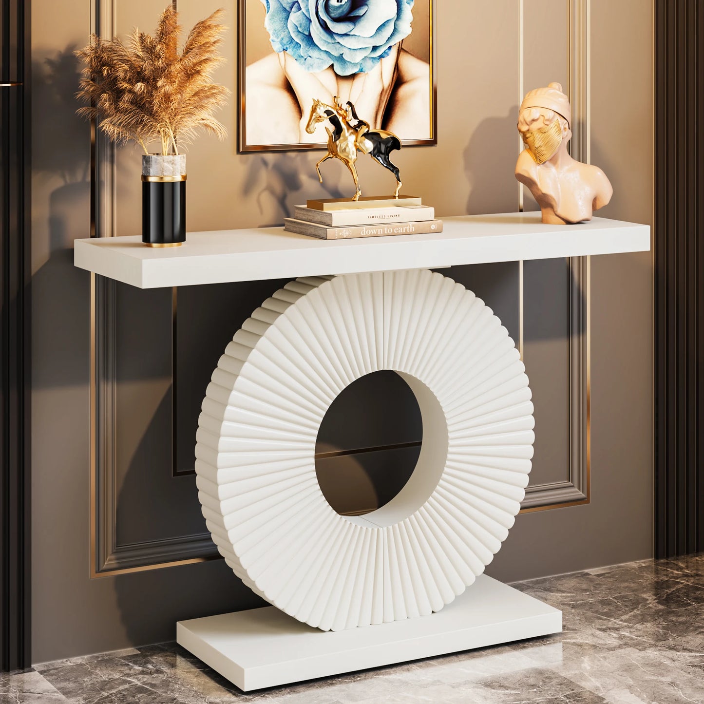 Tribesigns Modern Console Table With Geometric Base Entryway