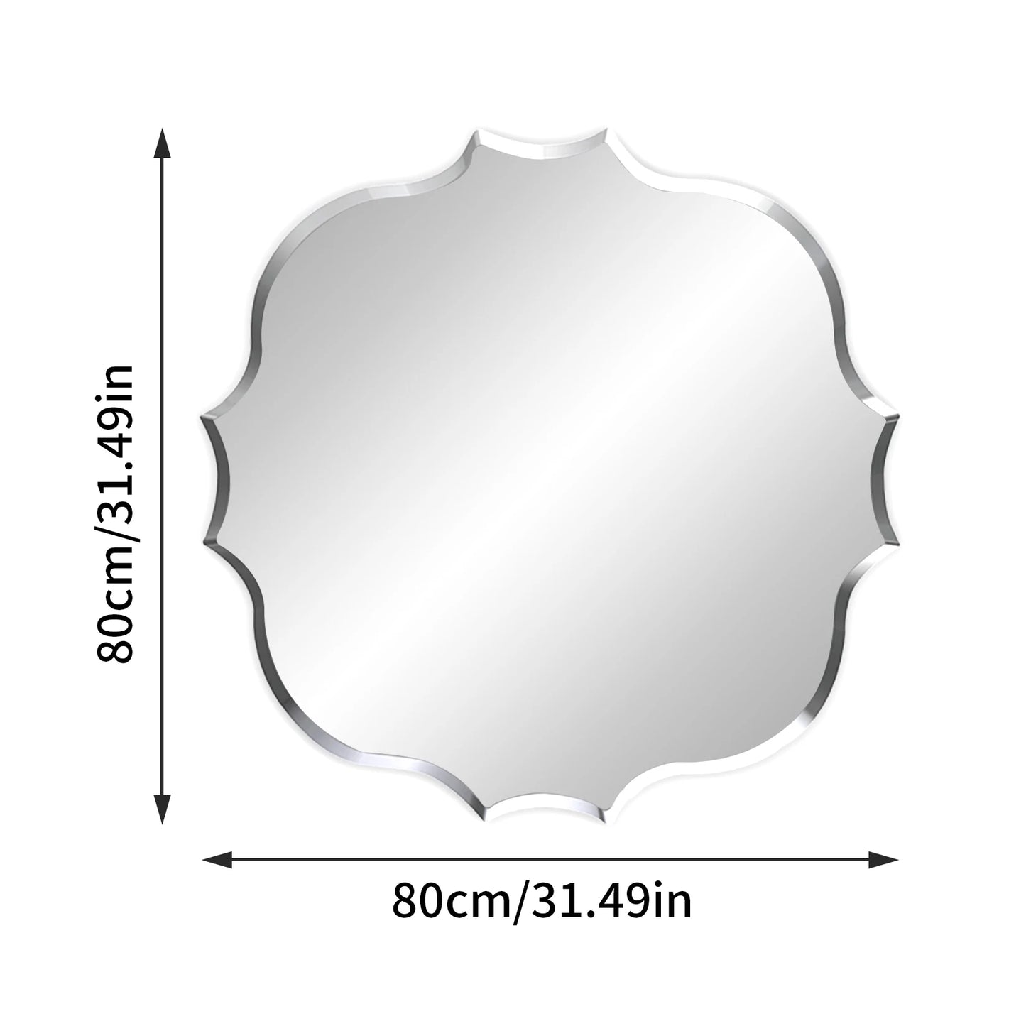 Wisfor Scalloped Edge Beveled Frameless Bathroom Wall Mirror