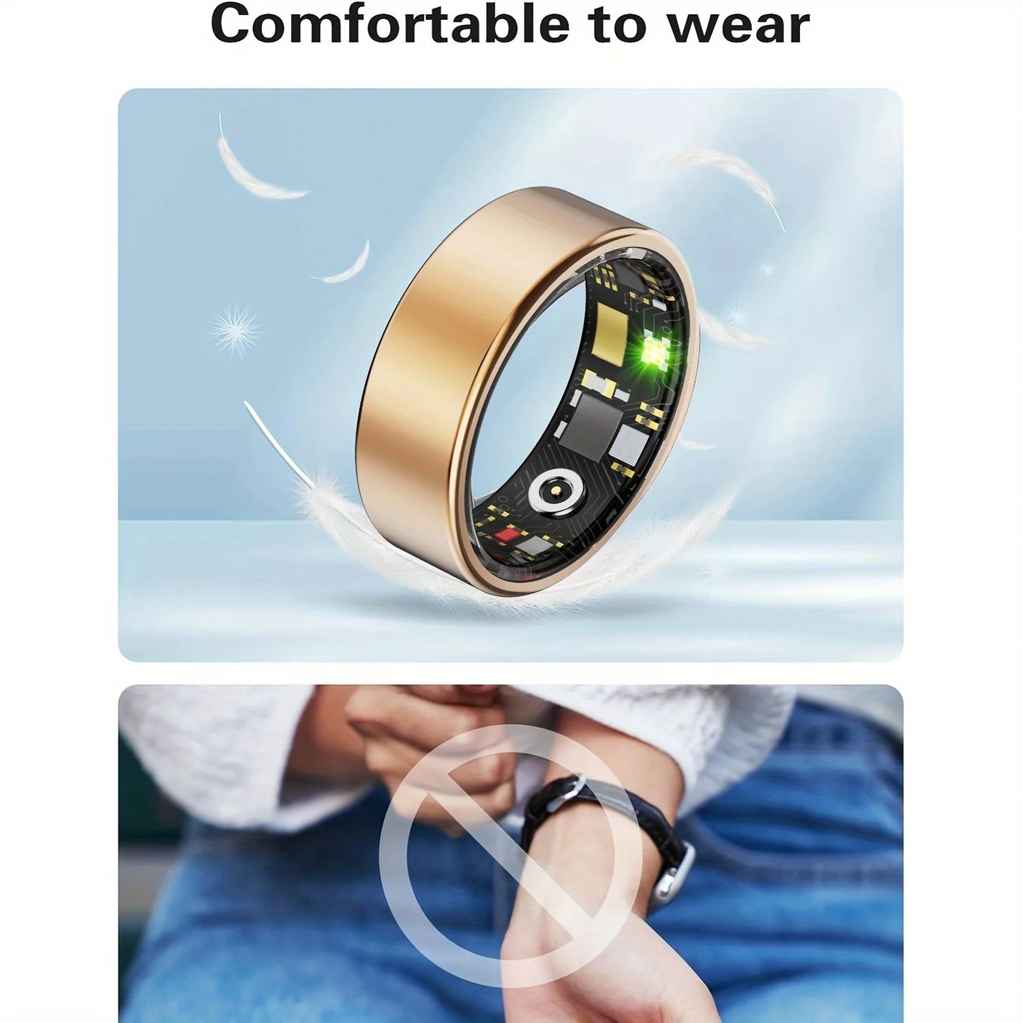 Odelettevcy Smart Ring Sleep Tracking Works IPhone Android