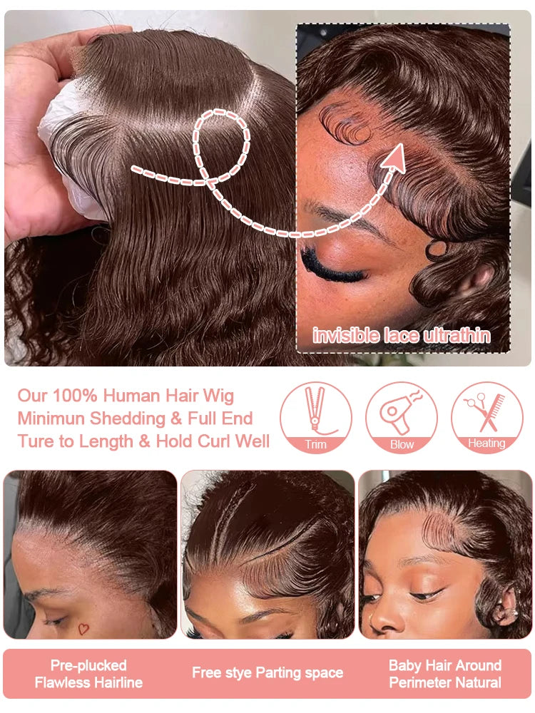 Fiquetel Brazilian Remy Lace Front Water Curly Wig