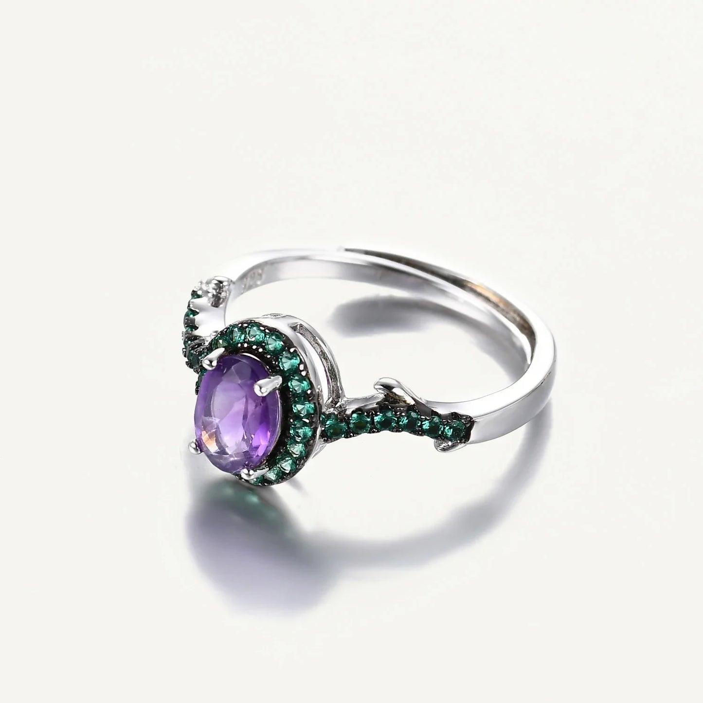 GEMS BALLET Amethyst Ring 925 Silver Luxury Wedding Jewelry
