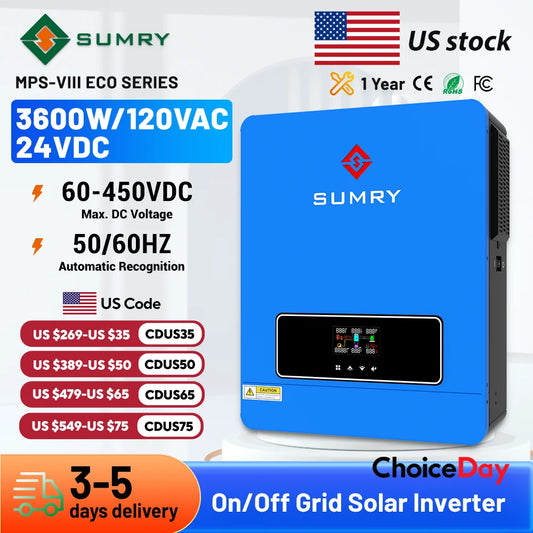 Sumry 3.6kW Hybrid Solar Inverter MPPT Dual Output SineWave
