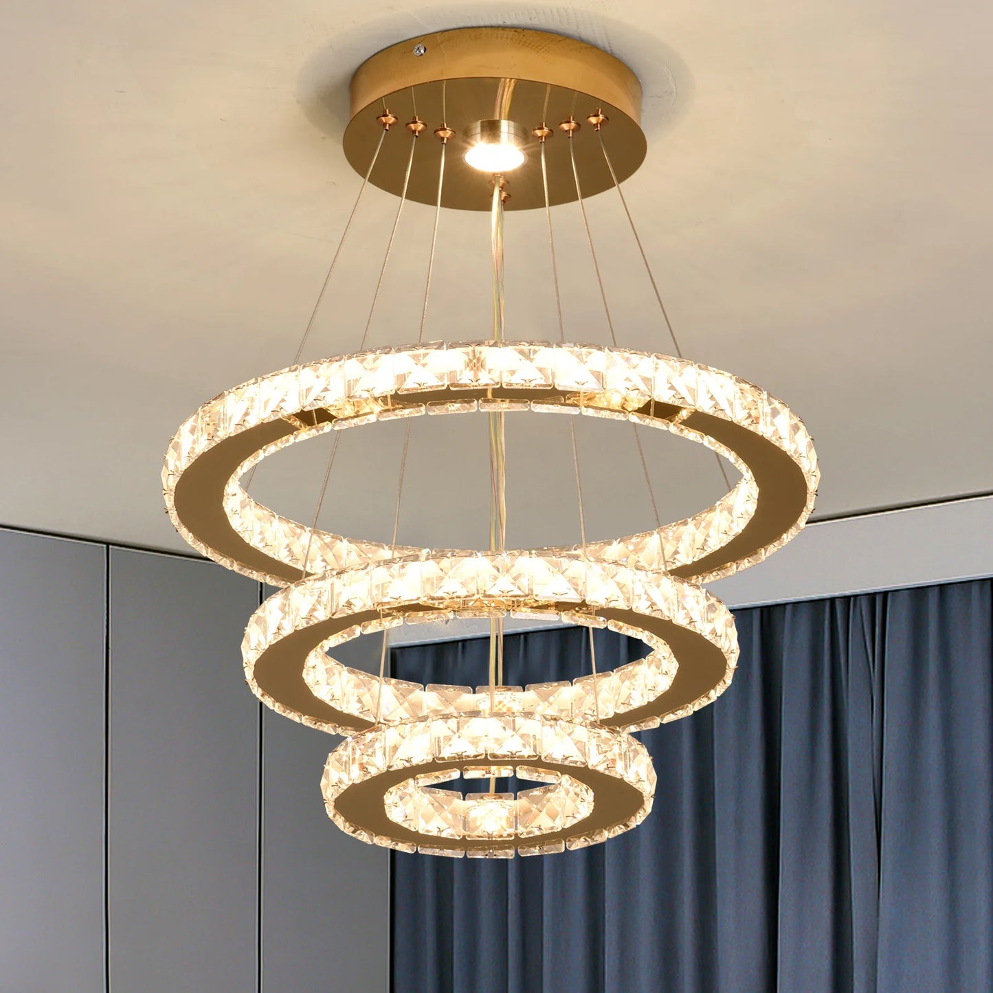 VETRULUS Crystal Chandelier Pendant Ceiling Light For Living Room