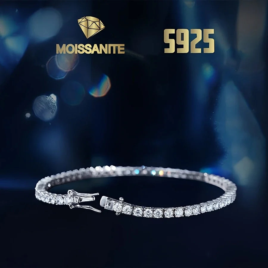 Sterling Silver Moissanite Tennis Bracelet 5.6 Carat Round