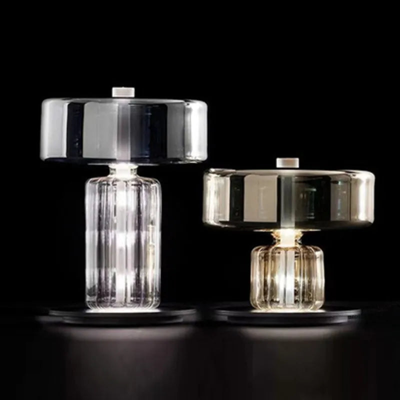 Nordic Minimalist LED Glass ConstructedTableLamp DesignedFor Contemporary LivingSpaces