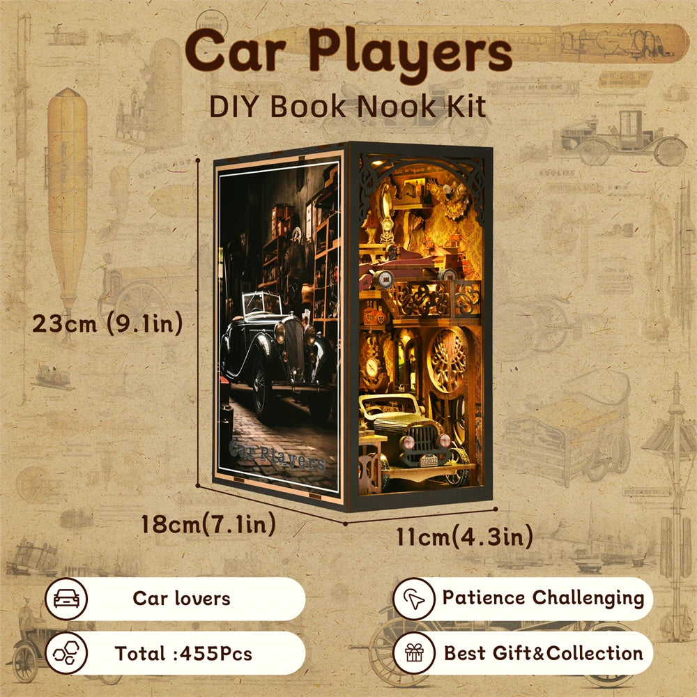 ASLOWSNAIL Book Nook Kit Classic Car F1 DIY Puzzle