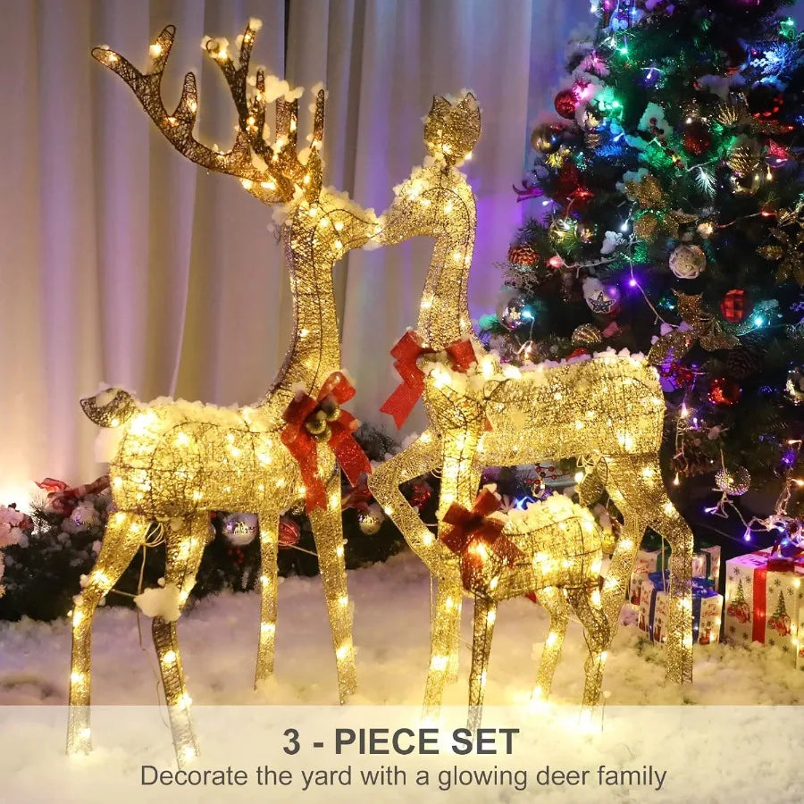 Hignconcerned Lighted Christmas Deer 3 Piece Set With LED Lights