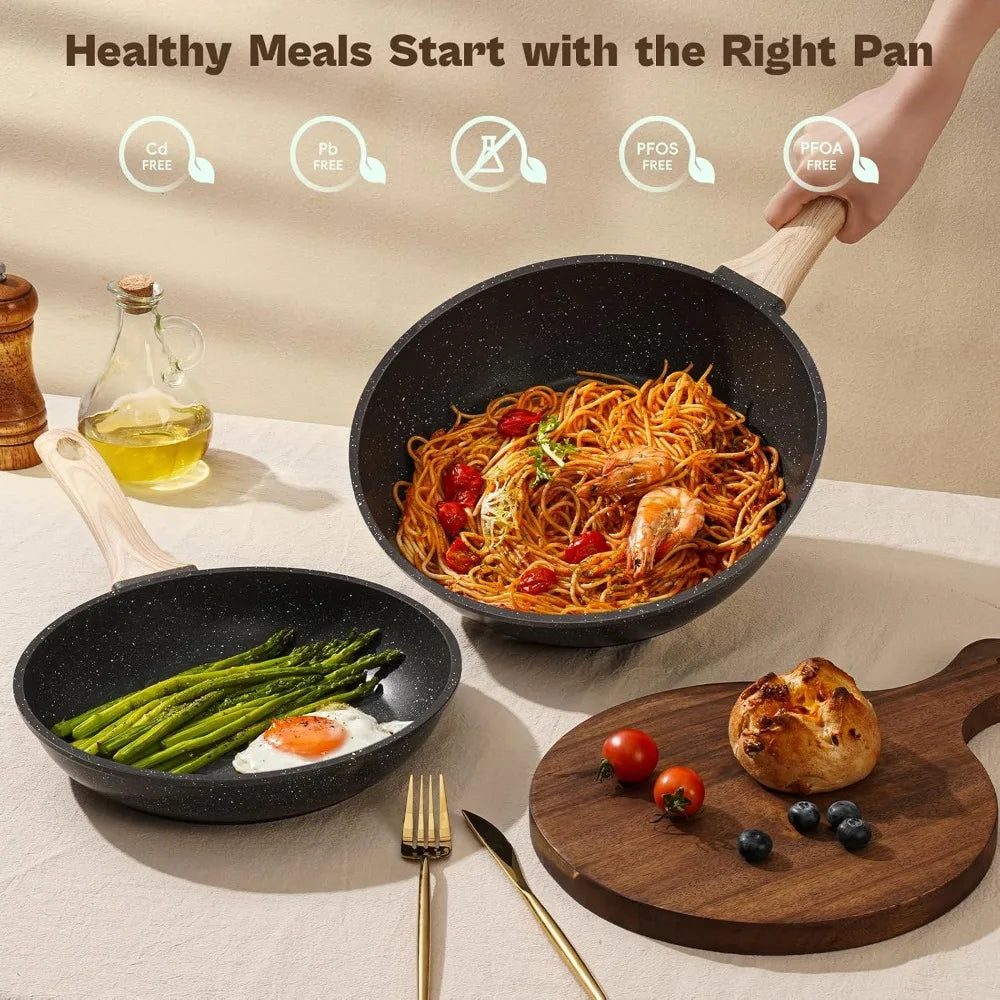 Nonstick Granite Cookware Set For Induction Stovetops