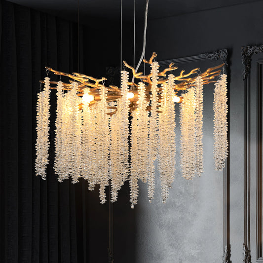 ARLGSITE Modern Pendant Light With Cascading Crystal Strands